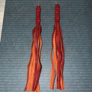 Genuine leather tassel earrings